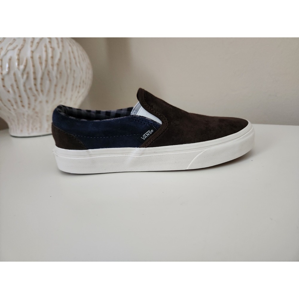 VANS‎ SIip On Skateboarding Retro Casual Brown Blue Suede Men's 4.5 Women's 6